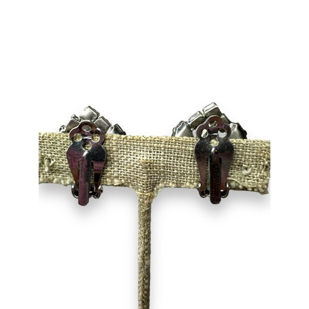 Vintage Peacock Crystal Clip-On Earrings - Picture 2 of 7